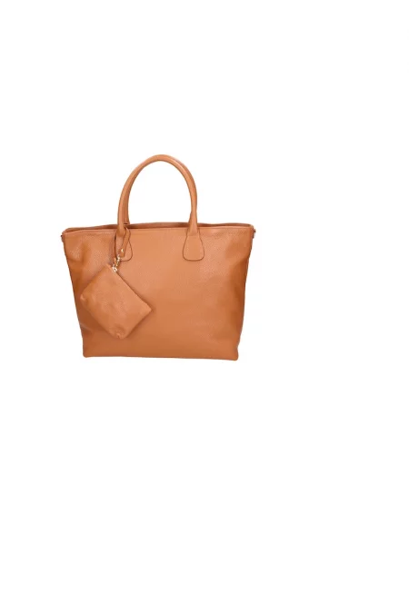 Leather Shopper Bag With Small Pouch