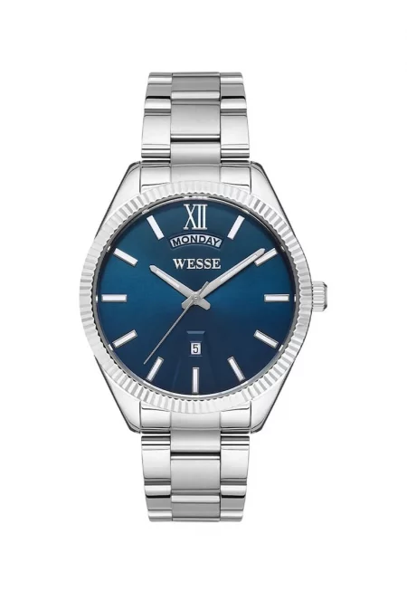 Мъжки часовник  WWG205502 - 42мм - стоманена каишка - син циферблат - водоустойчив 5 ATM - сребрист