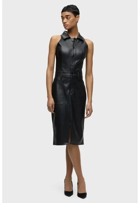 Миди рокля без ръкави - Черен