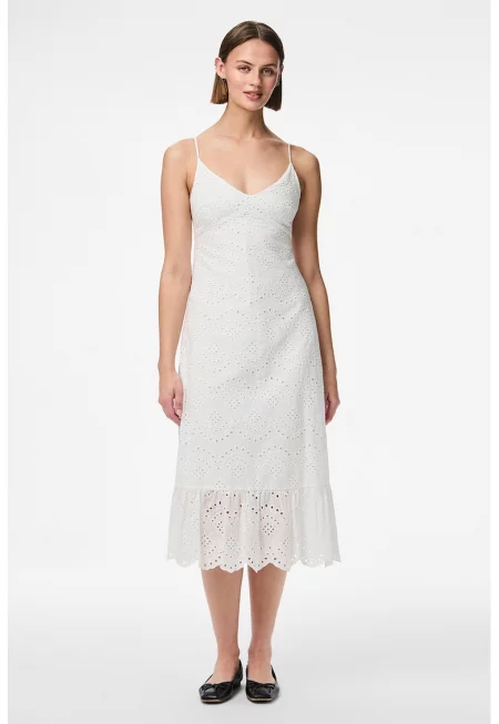 Миди рокля с дантела Сан Гало - Бял