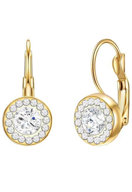 Обеци с покритие от 14K злато с кристали - Златист