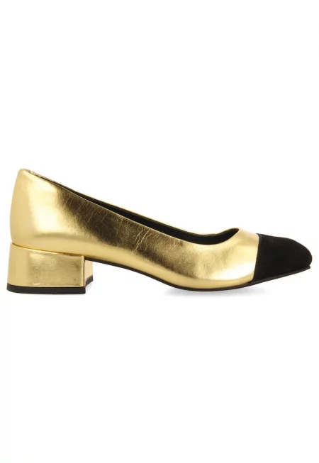 Обувки с масивен ток - Златист