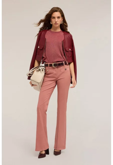 OLTRE - Разкроен панталон с джобове - Светло оранжево