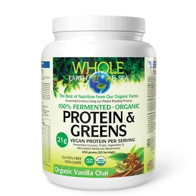 Органик ферментирали храни и медицински гъби - Whole earth and sea® - Източник на протеин и антиоксиданти, 656 g, прах