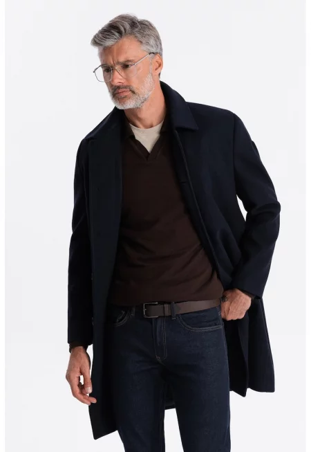 Палто със скосени джобове - Ултрамарин синьо