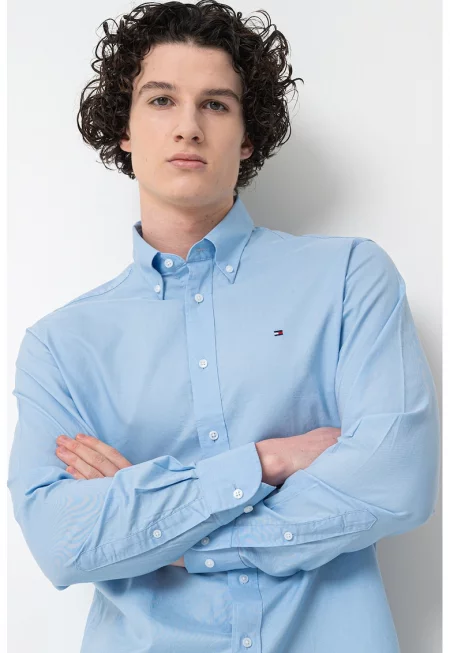 Памучна риза Oxford - Светлосин