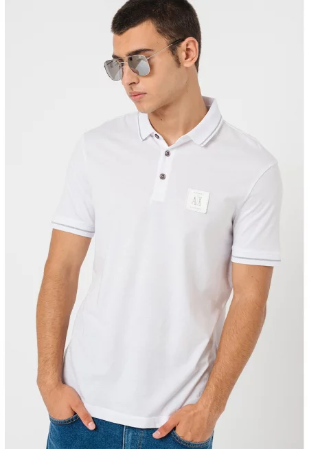 Памучна тениска с лого - Бял