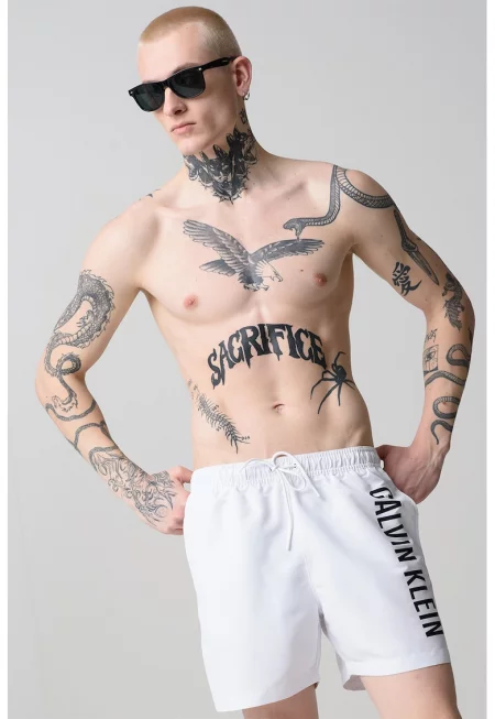 Плувни шорти с връзка - Бял