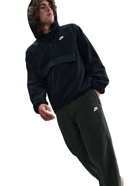 Поларен спортен панталон Club с регулируема талия - Бял/Тъмнозелен