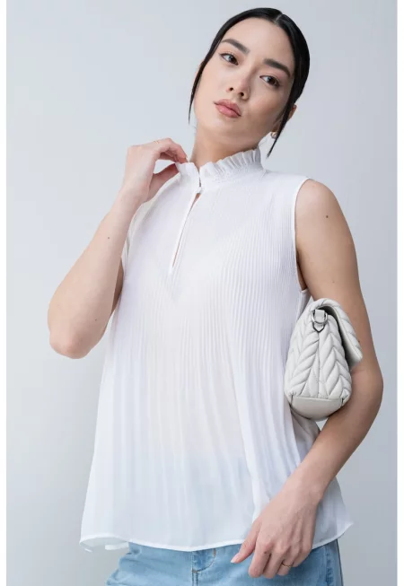 Прозрачна свободна блуза - Бял