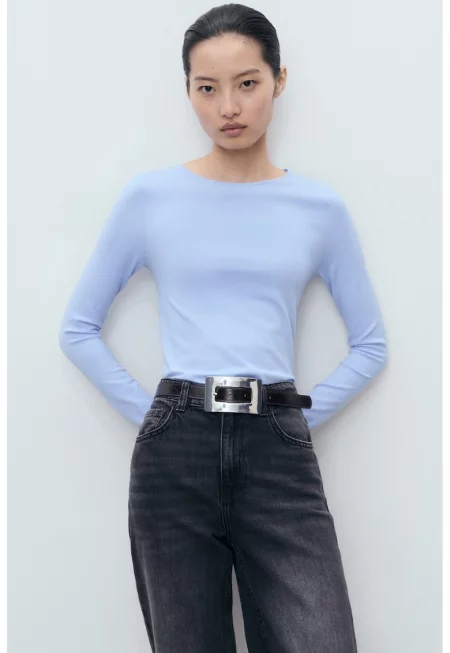 Пуловер с деколте тип лодка