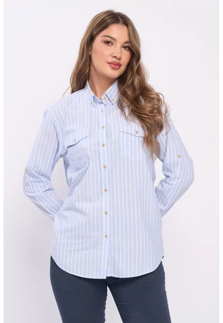 Раирана риза с джобове на гърдите