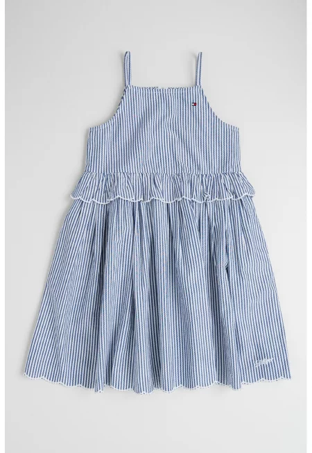 Раирана тениска от органичен памук - Бял/Тъмносин