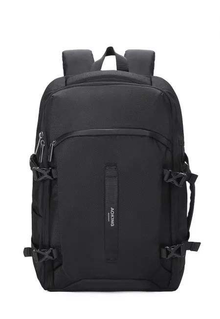 Раница с джоб и презрамки встрани - Черен