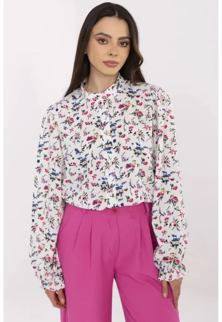 Риза с флорален принт и туника яка