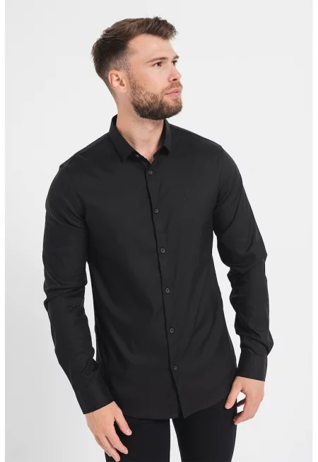 Риза с лиосел с остра яка - Черен