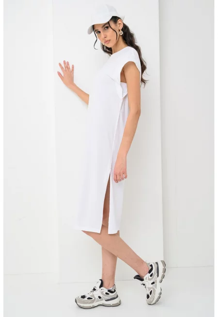 Рокля Edress с модал с цепка - Бял