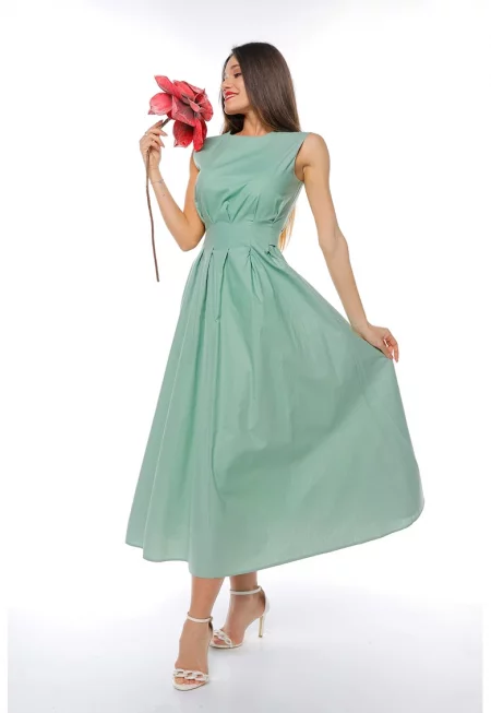 Рокля с джобове - Светлозелен