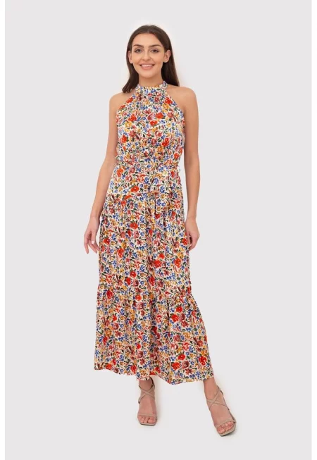 Рокля с флорален принт - многоцветна - DA1751 MULTI