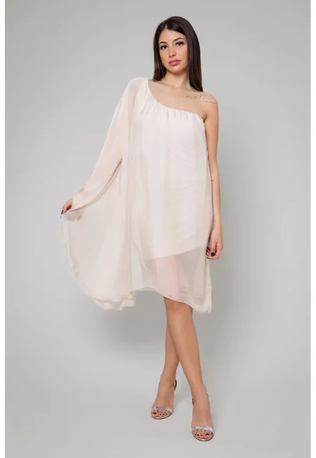 Рокля с коприна с голи рамене