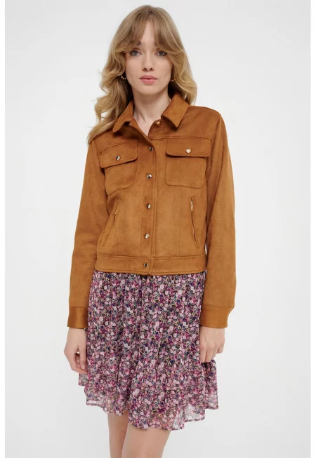 Шакет с джобове с цип - Карамел