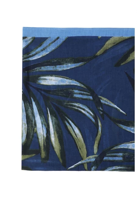 Шал с десен - Тъмносин/Папратово зелено/Тъмносин