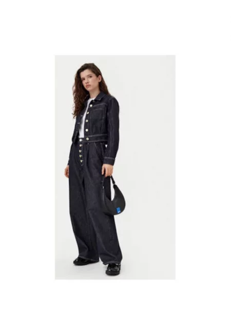 Широки дънки с висока талия - Син