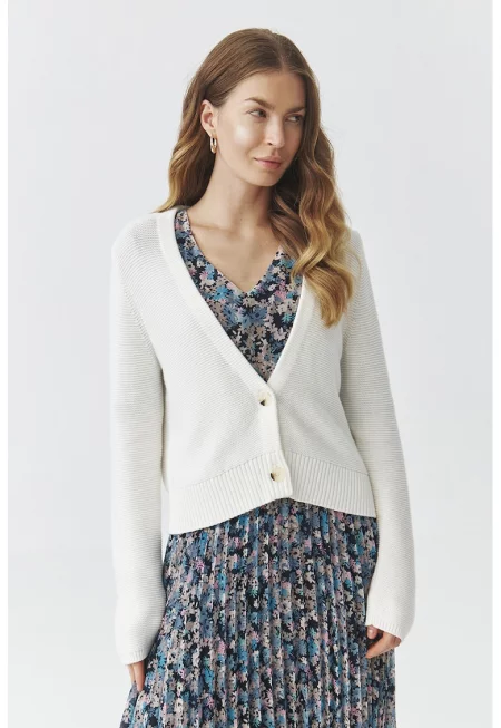 Шпиц жилетка с памук и копчета - Слонова кост