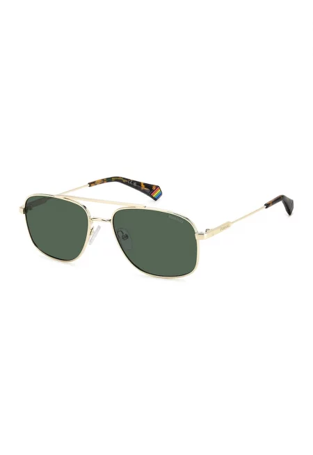 Слънчеви очила с поляризацип и метална рамка - Златист/Избеляло черно