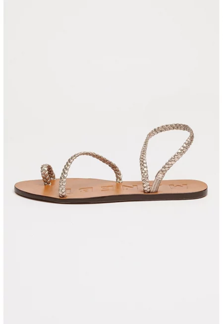 Сплетени кожени сандали Canyon - Кафяв/Сребрист