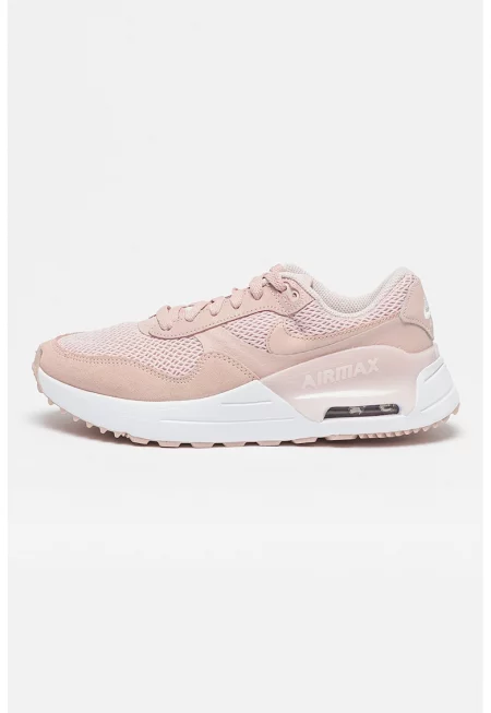 Спортни обувки Air Max System с мрежести зони и велур - Пастелнорозов/Прашно розово