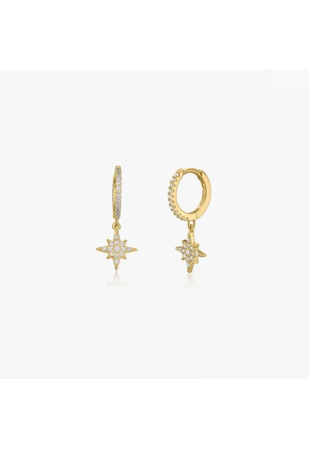Сребърни обеци Golden North Star - Цирконий