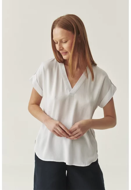 Свободна шпиц блуза - Мръснобял