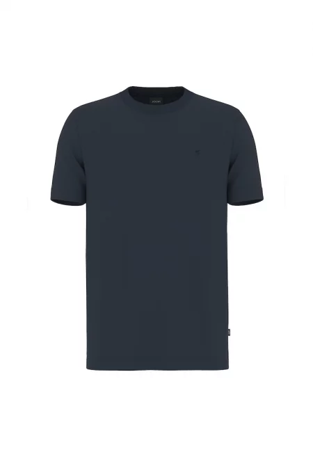 Тениска от органичен памук с овално деколте - Тъмносин