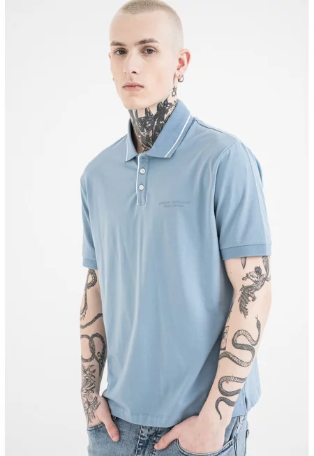 Тениска с яка - Светлосин