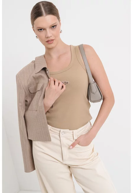 Топ Ematite с лого - Тъмнобежово