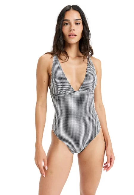 Цял бански с шпиц - Бял/Черен/Сив