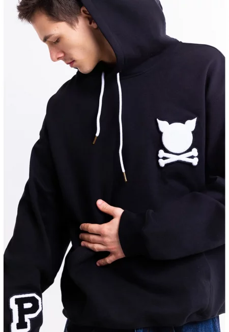 Унисекс худи Ruthless с лого - Бял/Черен