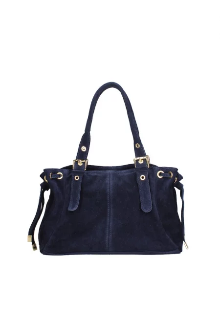 Велурена чанта за рамо Lumena Lux - Тъмносин