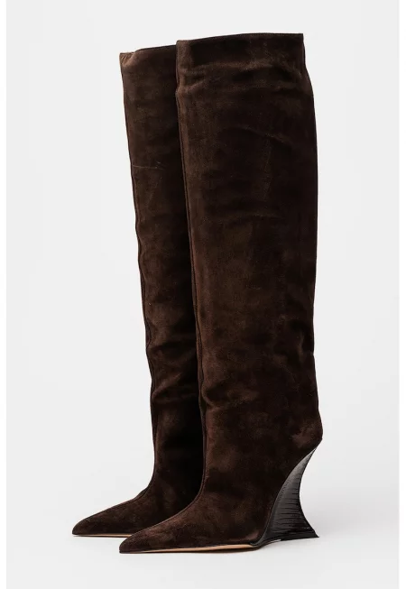 Велурени ботуши до коляното Nina