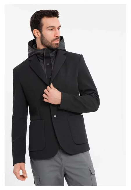 Яке с висока яка и качулка  OM-BLZB-0133