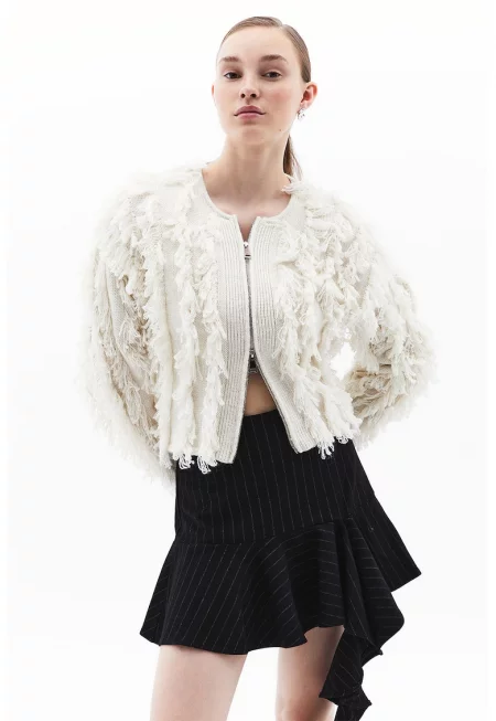 Жилетка с цип и ресни