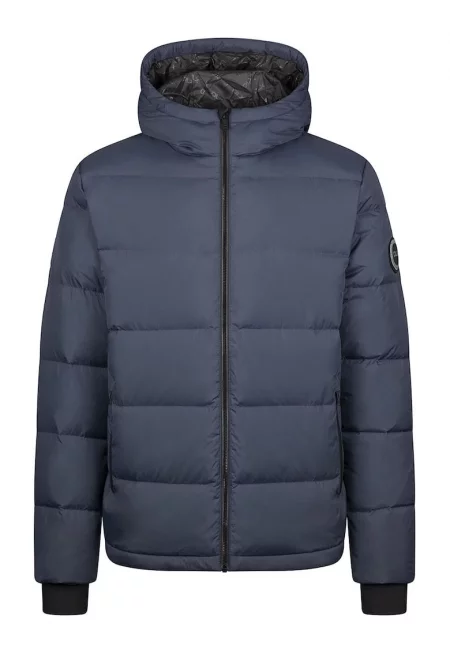 Зимно трекинг яке с пухена вата и качулка - Тъмносин