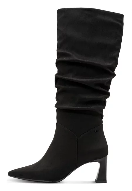 Ботуши до средата на прасеца с еко велур - Черен