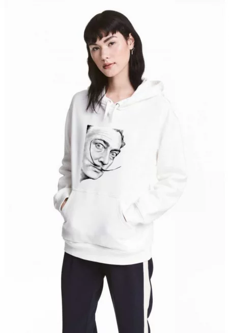 Бял дамски суичър - Dali - Portrait