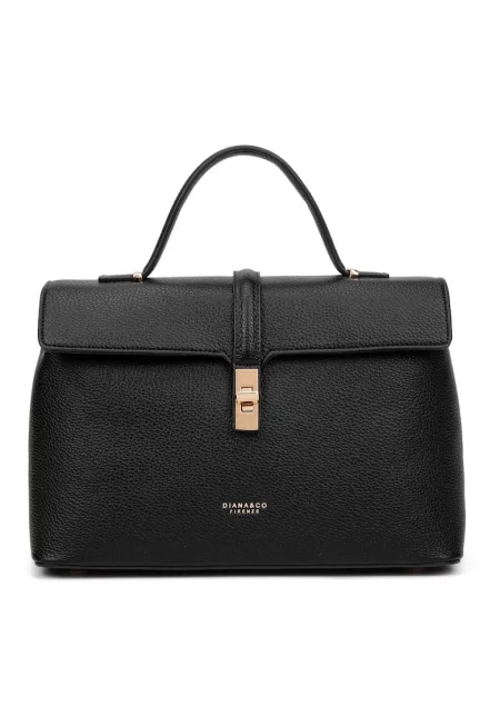 Чанта от еко кожа с капаче - Черен