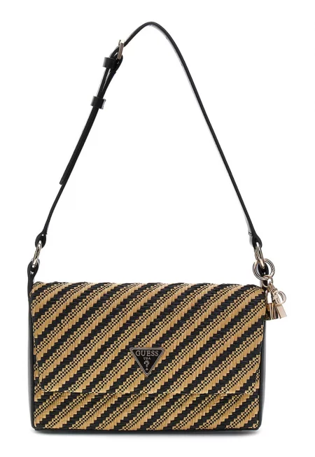 Чанта през рамо Emelda със сплетен ефект - Черен/Камел