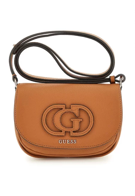 Чанта през рамо от еко кожа с капаче - Карамел