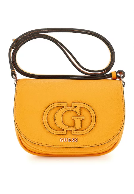 Чанта през рамо от еко кожа с капаче - Оранжев