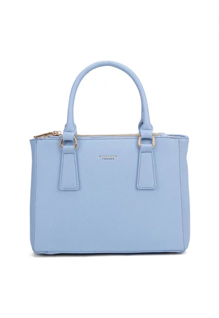 Чанта за рамо от еко кожа с лого - Светлосин